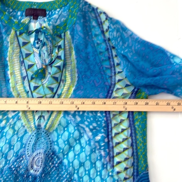 HALE BOB 100% Silk Aqua Blue Sheer Blouse Medium - Picture 6 of 8